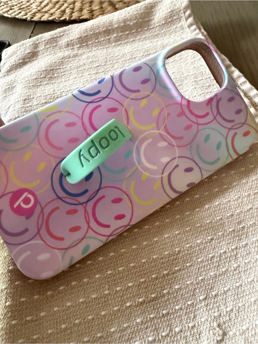 Loopy Case Lavender Smiley Phone Case with Mint Grip Band